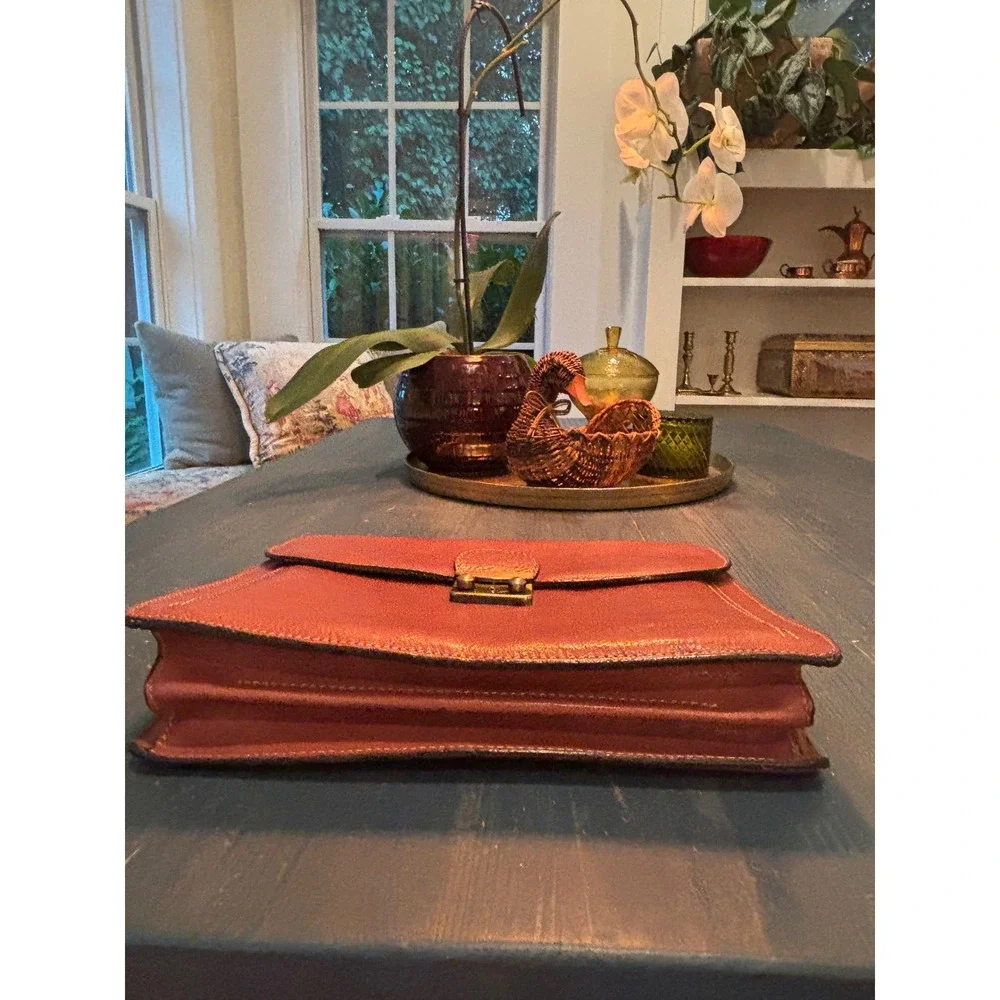 Gerard Henon Paris Brown Leather Briefcase Made in France Document Bag